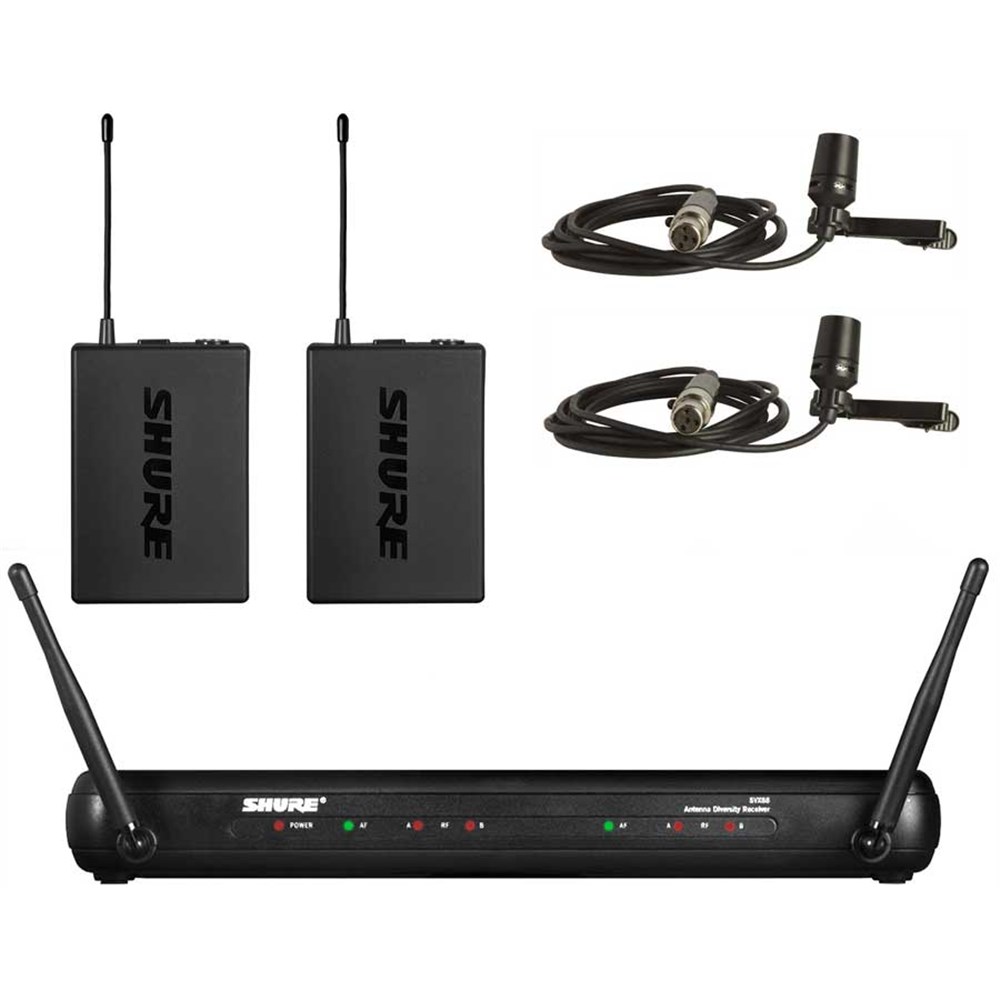 Shure SVX188 / CVL Dual Wireless Lapel Mic System J9 Concert Audio Visual